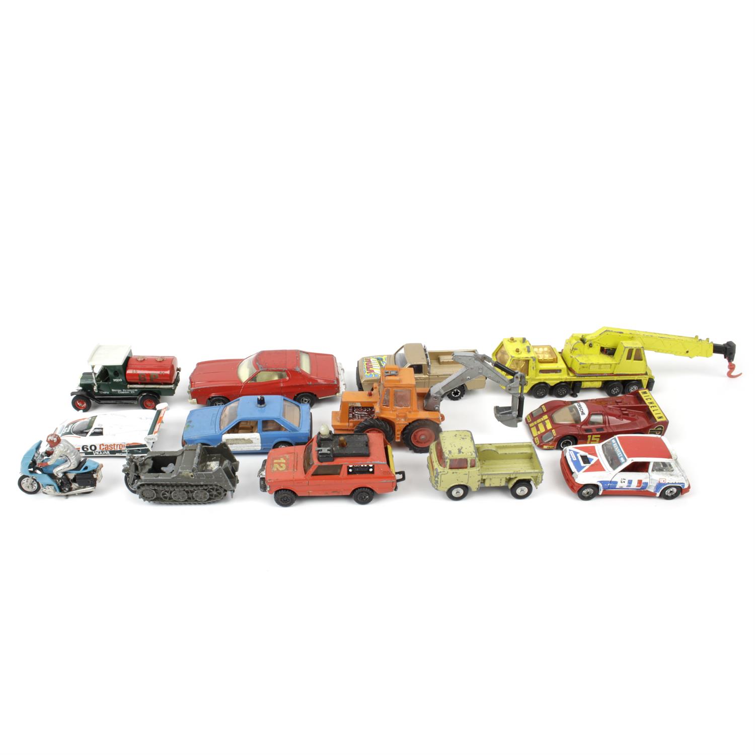 Assorted playworn diecast cars