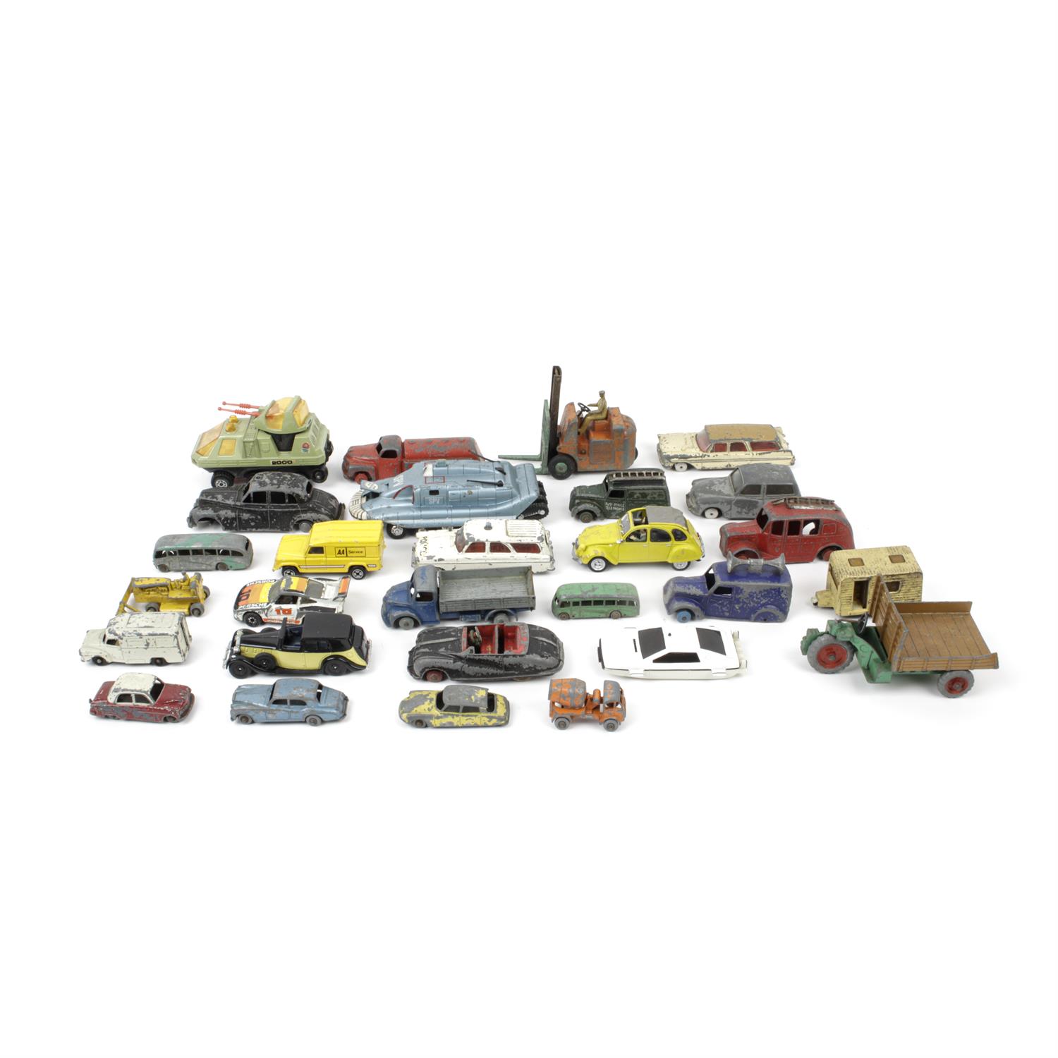 Assorted playworn diecast cars