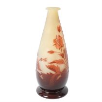 Emile Galle cameo glass vase with dog roses