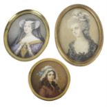 Three portrait miniatures of ladies