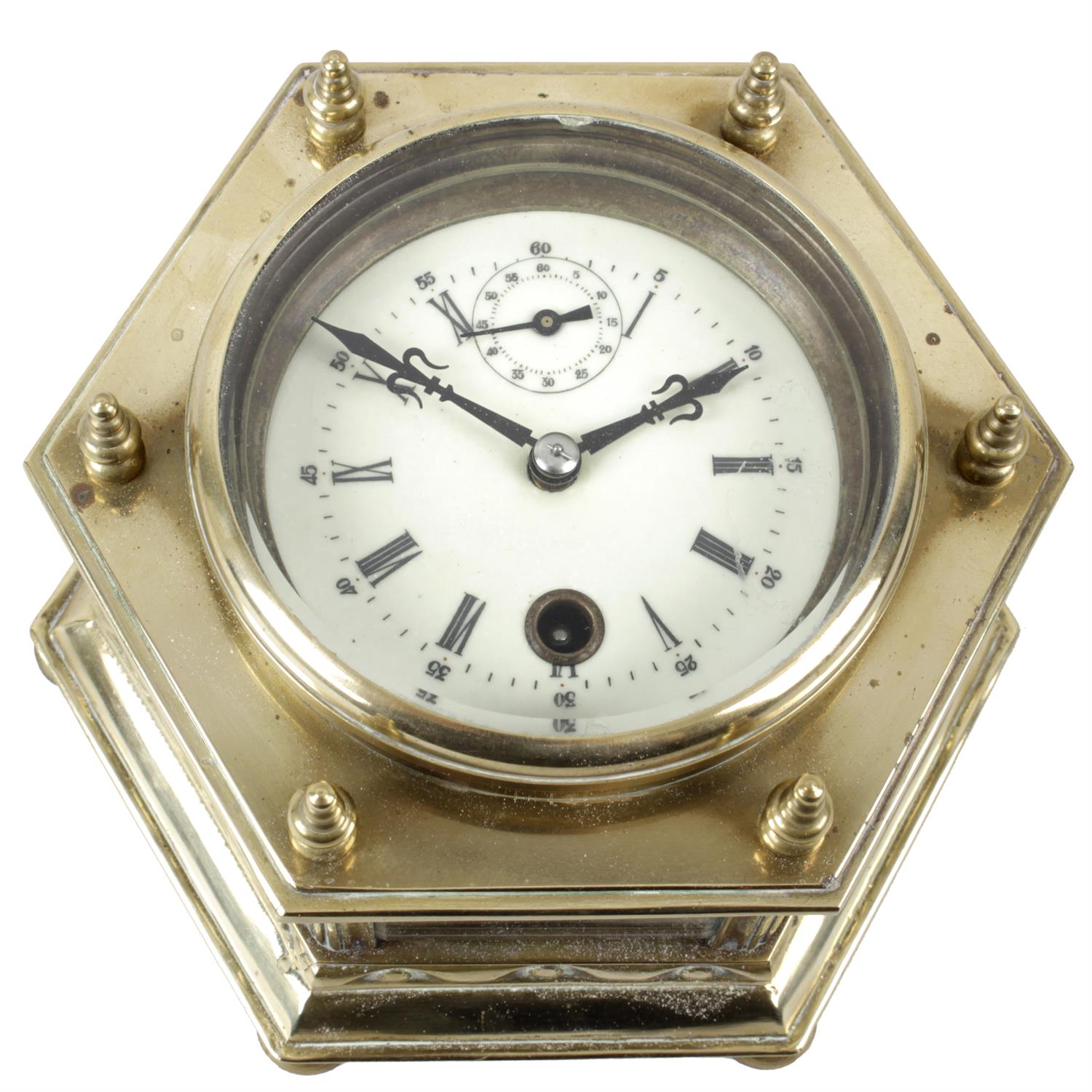 A reproduction brass cased desk clock. - Image 4 of 4