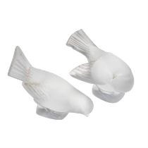 Two Lalique frosted glass birds