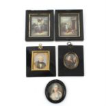 Five early to mid 20th century portrait miniatures