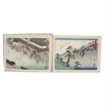 After Utagawa Hiroshige - Fifty five Meiji period woodcut prints from the 53 Stations of the Tokaido