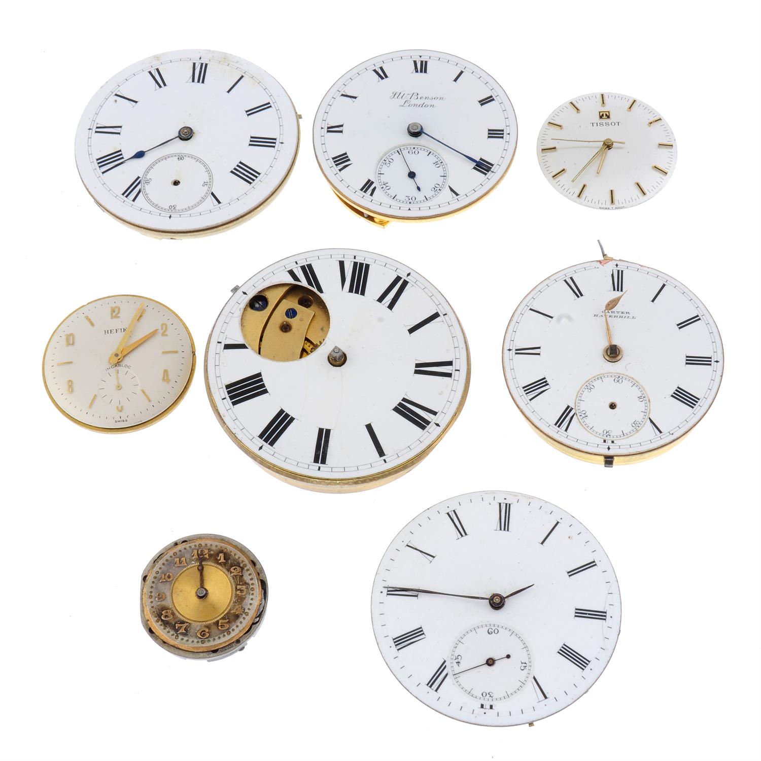 A group of watch and pocket watch movements. Approximately 75.