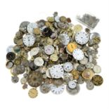 A large group of assorted watch movements. Approximately 175.