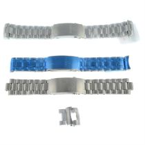 Omega - a group of three watch bracelets.