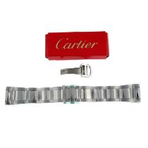 Cartier - a stainless steel bracelet with three deployant clasps.