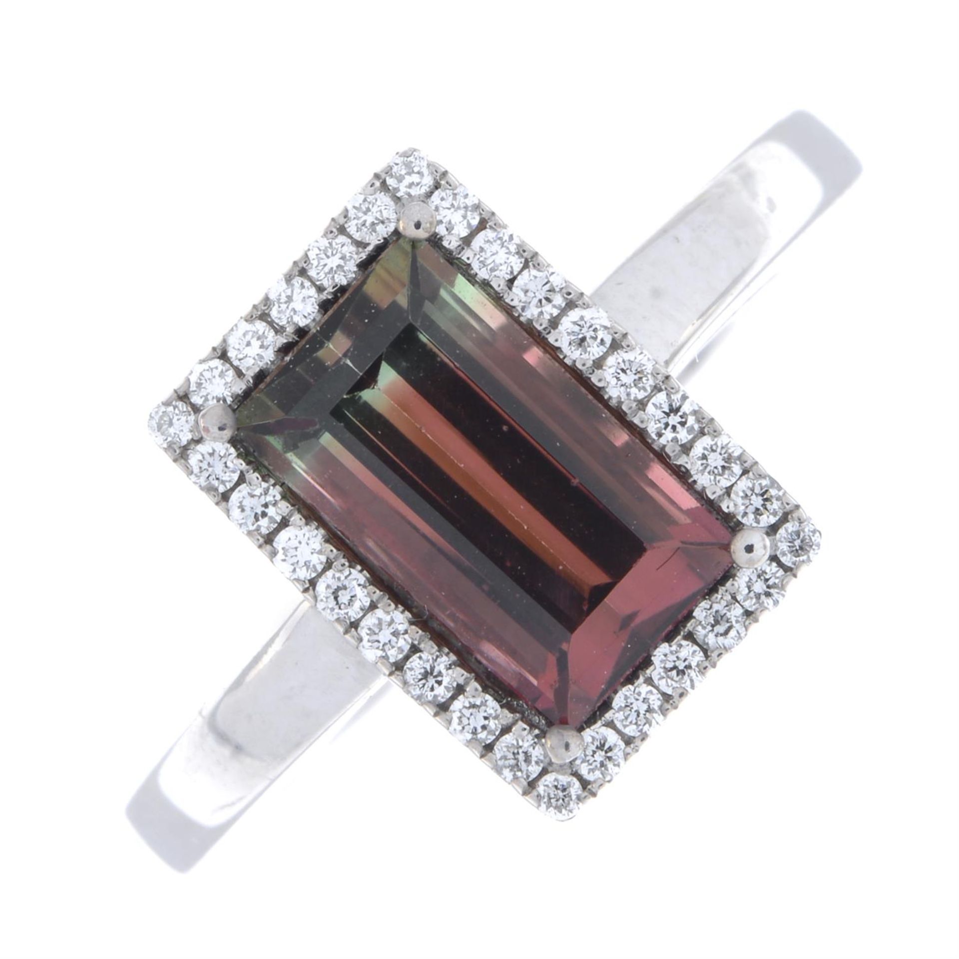 18ct gold bicolour tourmaline & diamond ring