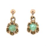 9ct gold emerald drop earrings