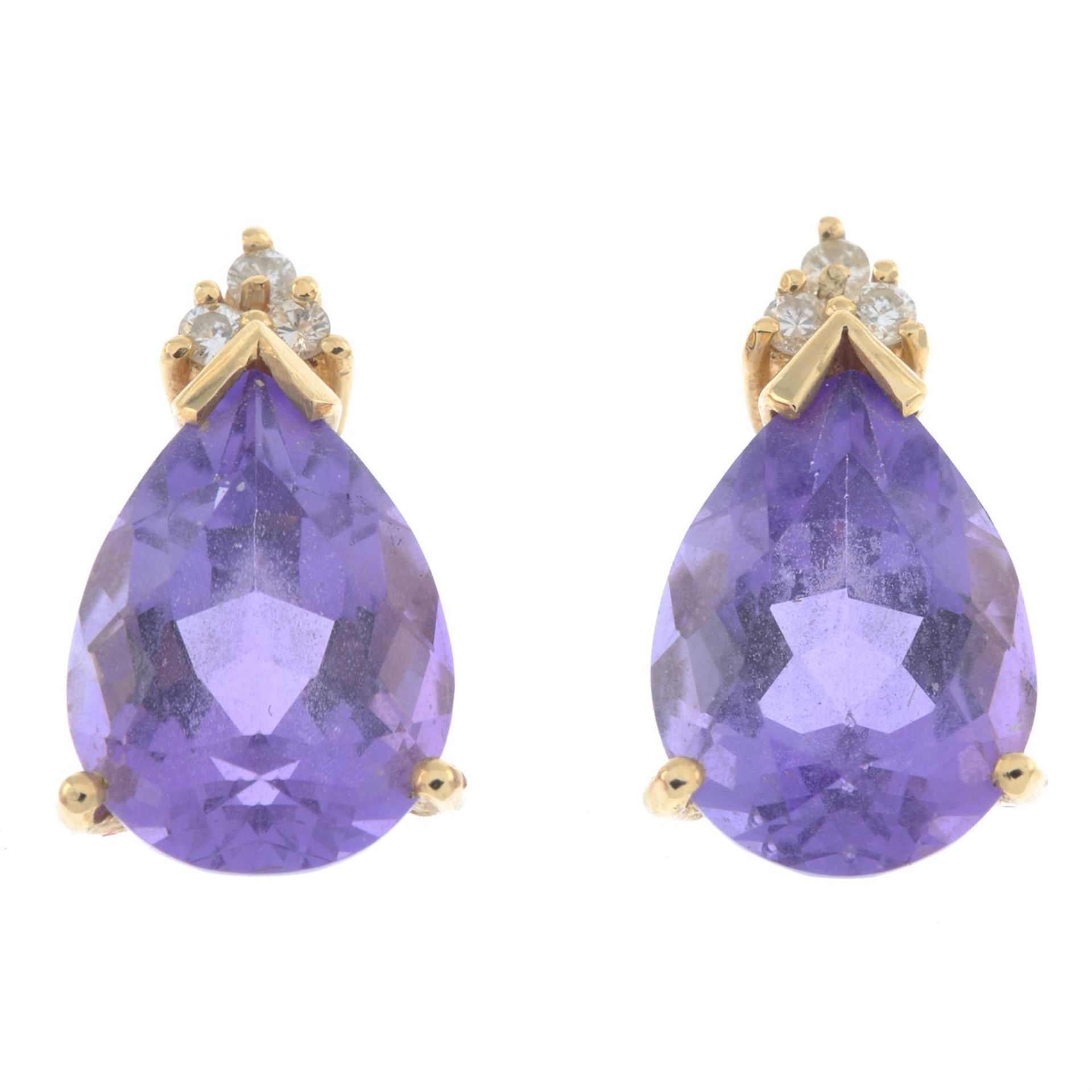 14ct gold amethyst & diamond earrings