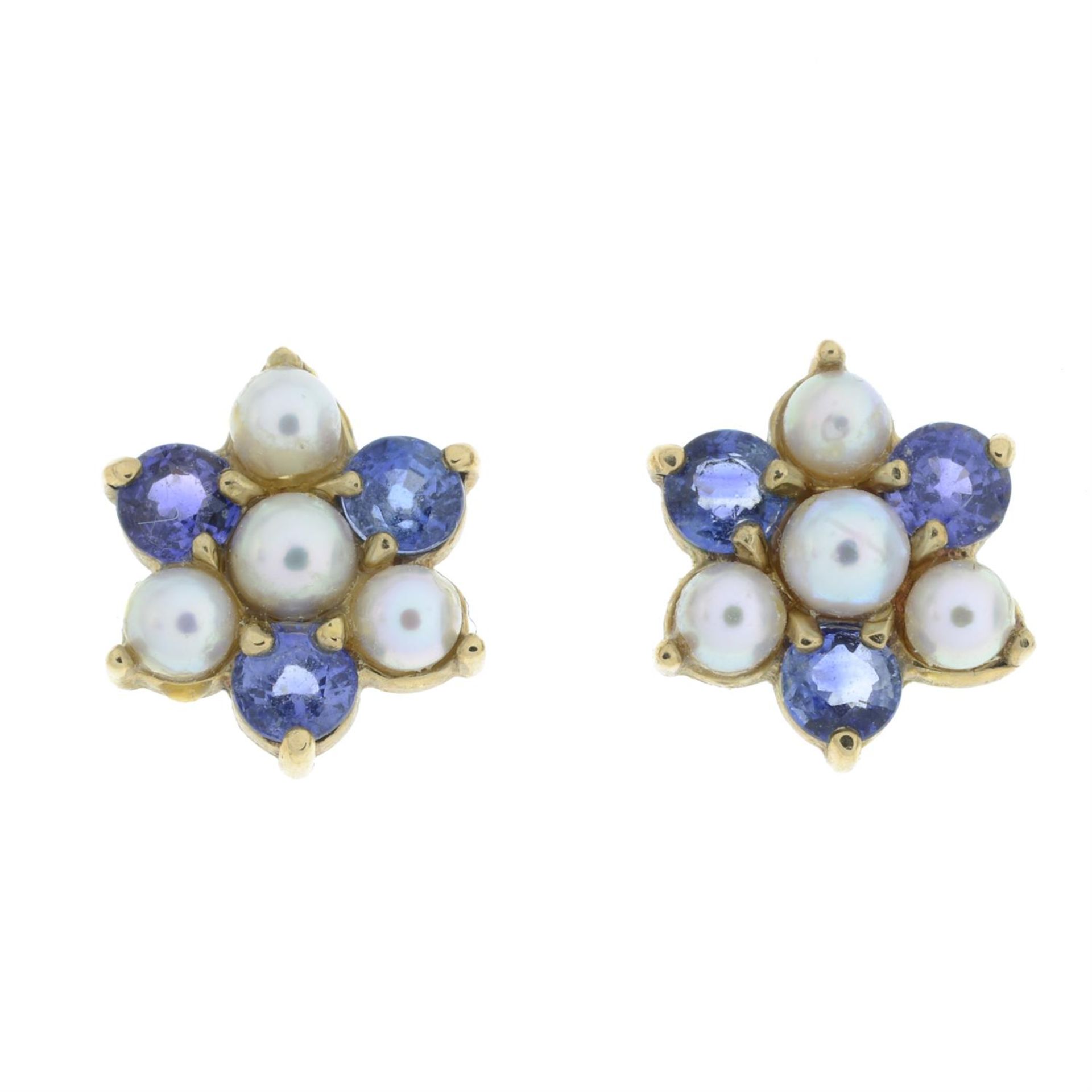 9ct gold sapphire & cultured pearl earrings