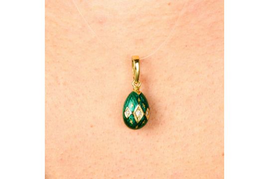 Diamond and green enamel egg charm, by Fabergé - Image 1 of 7