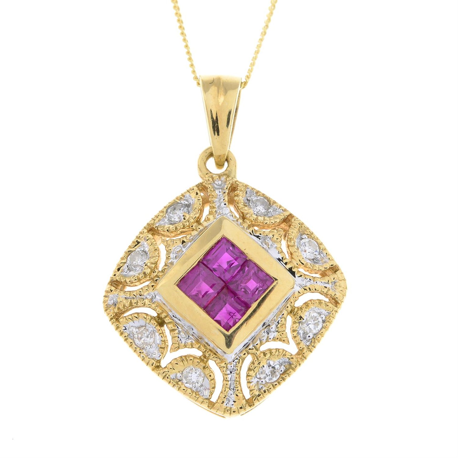 18ct gold synthetic sapphire & diamond necklace