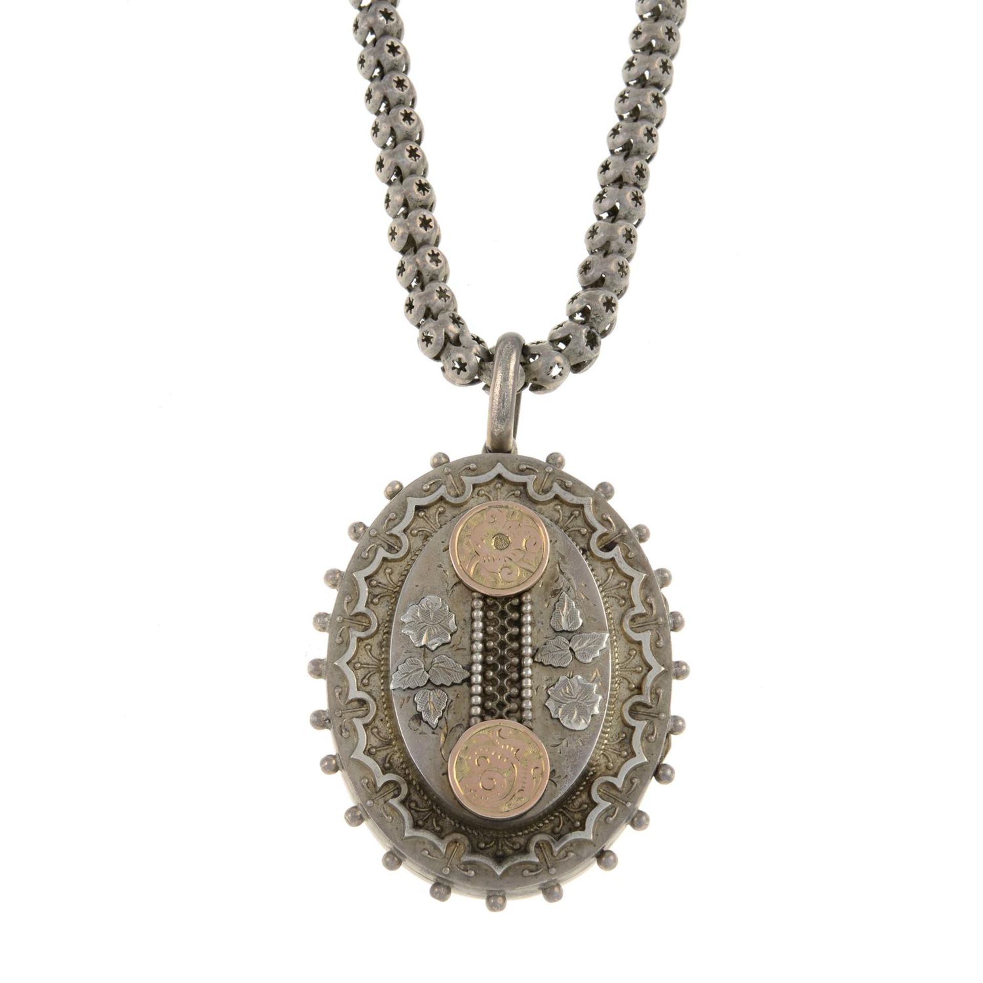 Victorian silver locket necklace