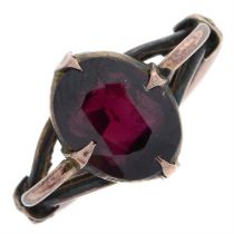 Garnet single-stone ring