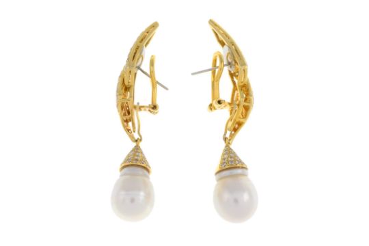 'South Sea' cultured pearl and diamond earrings - Image 4 of 4