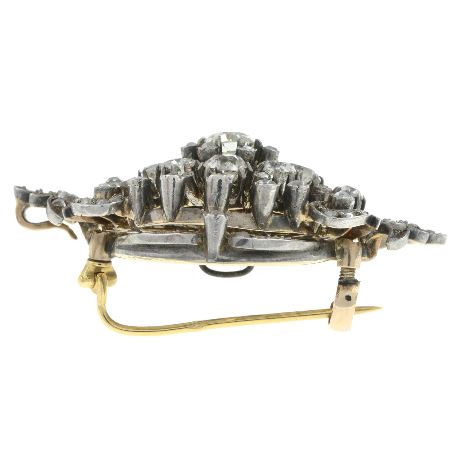 Late 19th century silver and gold diamond brooch - Image 5 of 7