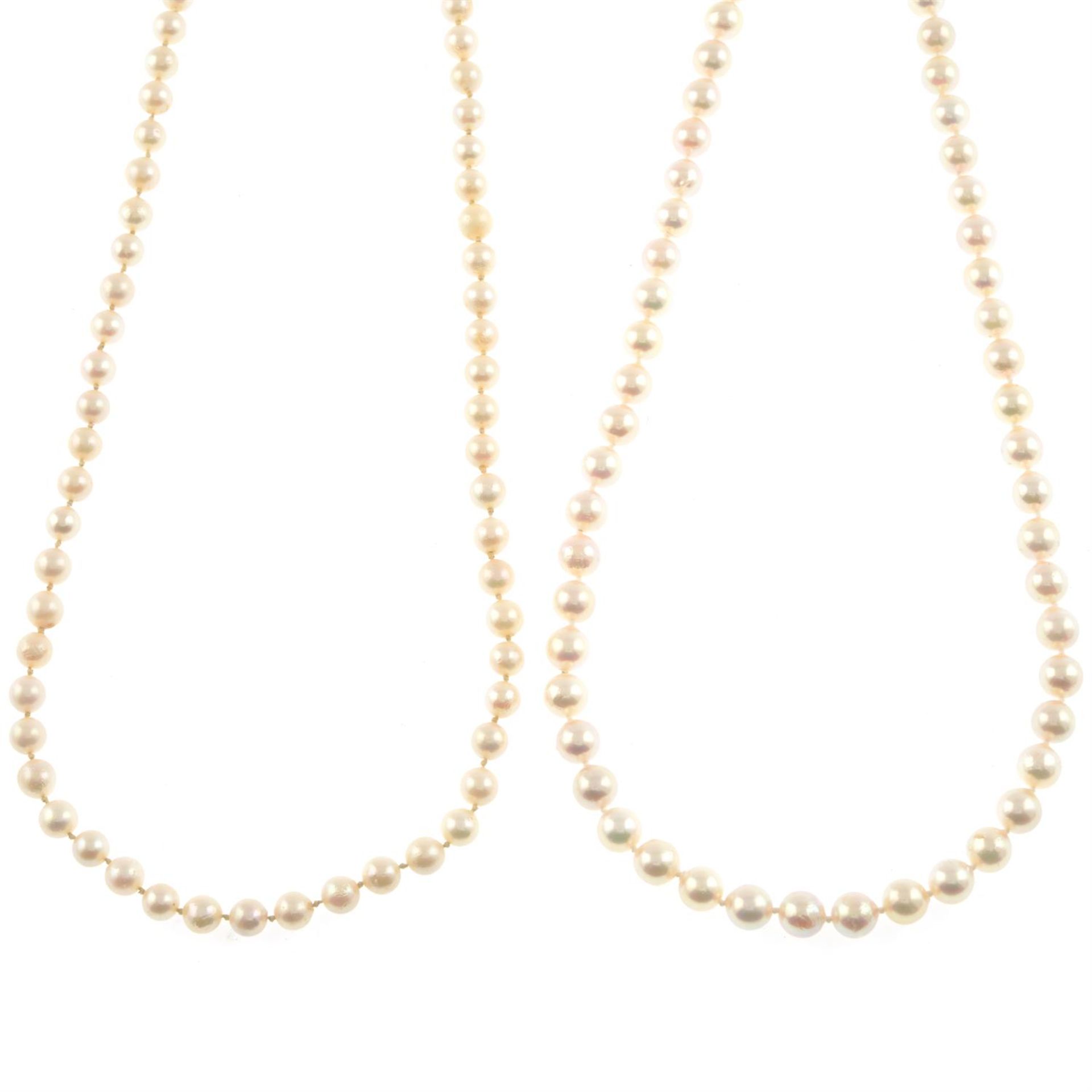 Two cultured pearl necklaces