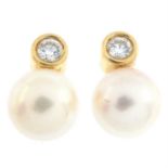 18ct diamond & cultured pearl earrings