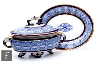 A 19th Century Royal Worcester 'Royal Lily' pattern soup tureen and stand, printed marks, date
