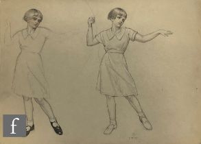 JOSEPH EDWARD SOUTHALL (1861-1944) - Two studies of a young girl, preparatory sketch in graphite,