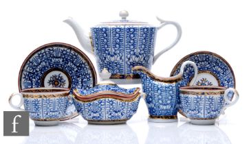 A matched Worcester 'Royal Lily' pattern tea for two service, comprising two teacups and saucers,