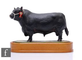 A Royal Worcester model of an Aberdeen Angus Bull, modelled by Doris Lindner, circa 1965, printed