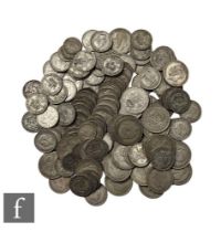 A quantity of George VI pre 1947 florins, shillings and sixpences, various dates and grades, 26.4oz.