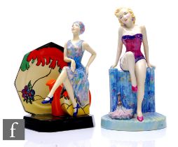 Two Kevin Francis figures, to include 'Tea With Clarice Cliff' limited edition No. 562/2000,