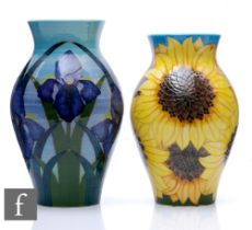 Two Sally Tuffin Dennis China Works vases, to include Sunflower, numbered No. 11, height 25cm, and