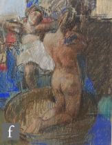 THOMAS COATES, PPNEAC (1941-2023) - 'Nude Bathers', pastel drawing, signed with monogram and