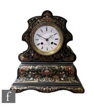 A late 19th Century French Boulle work mantle clock by Brocot A Paris, eight day chiming movement,