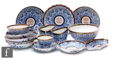 A Worcester 18th Century 'Royal Lily' pattern matched part tea and dessert service, to include one