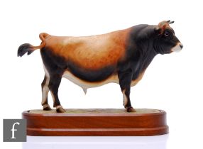 A Royal Worcester model of a Jersey Bull, modelled by Doris Lindner, circa 1965, printed marks,