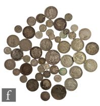 Assorted silver Victoria to George VI coinage to include crowns, 1844 and 1891, half crowns,