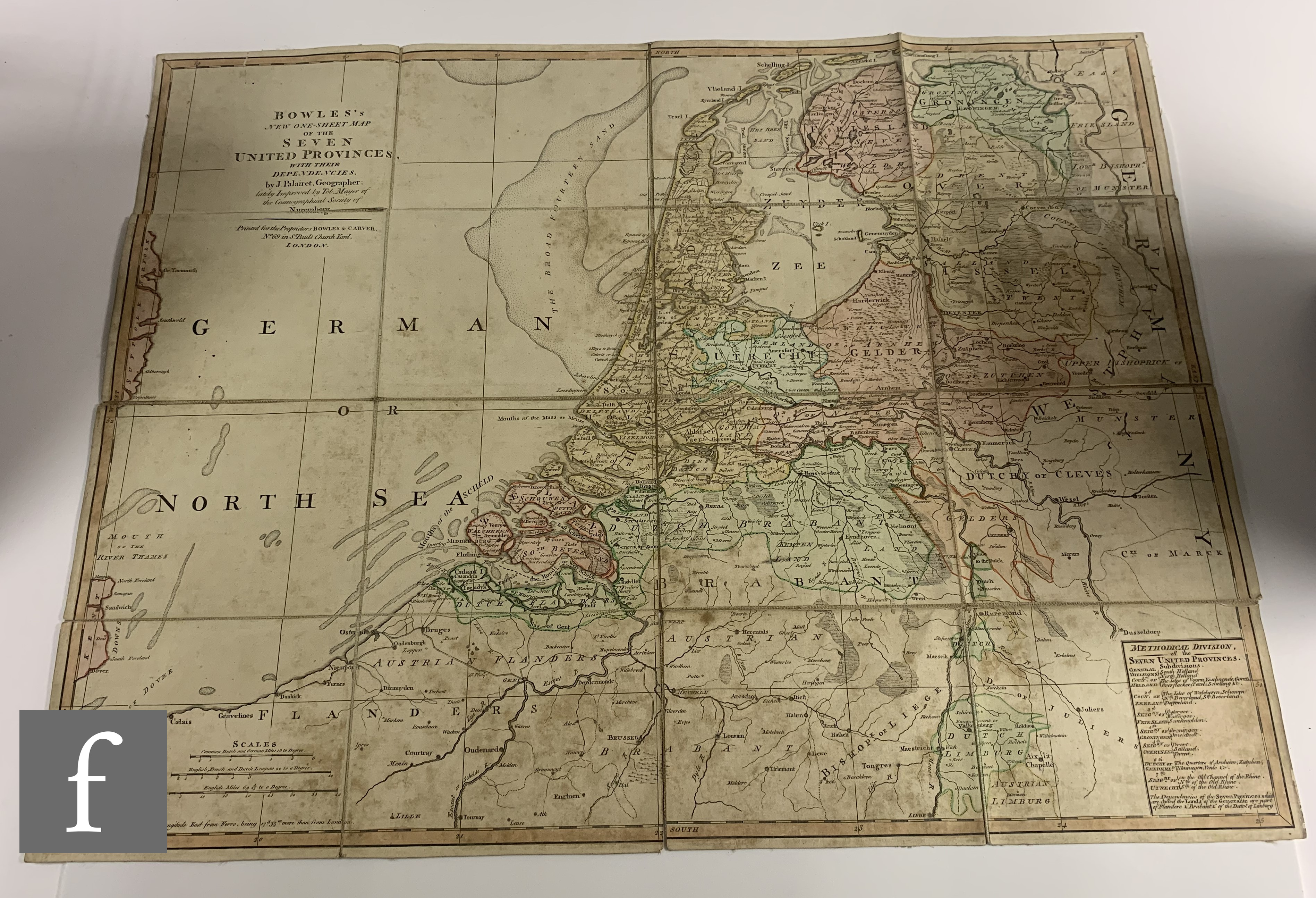 A 19th Century Cary's folding map of England and Wales, another Bowle's Seven United Provinces of - Image 2 of 5