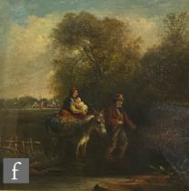 CIRCLE OF WILLIAM COLLINS, RA (1788–1847) - A travelling family with a donkey in a wooded landscape,