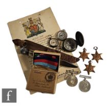 A group of five World War Two medals to include Defense medal, 1939/45 medal, Italy star, Africa