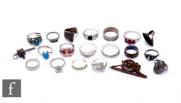 A collection of assorted silver and other dress rings etc.