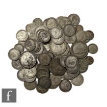 Various George V halfcrowns, florins, sixpences and threepences, various dates and grades, 16.9oz.