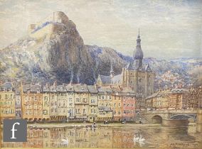 JOSEPH YELVERTON DAWBARN (1856-1943) - 'Dinant, Belgium destroyed by the Germans', watercolour,