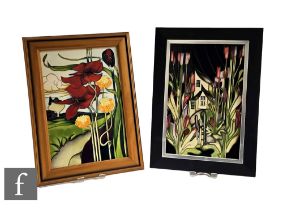Two Moorcroft Pottery plaques, to include Song Of The Wind, 31cm x 20.5cm, and House Of Flowers,