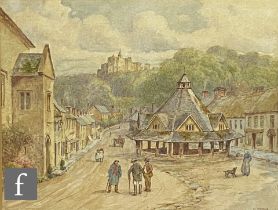 SAMUEL POOLE (LATE 19TH CENTURY) - 'Dunster Castle and Yarn Market', watercolour, signed, framed,