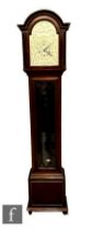 An Edwardian mahogany longcase clock, the engraved silvered arch dial with Arabic numerals by J B