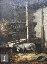 CHARLES HOGUET (GERMAN 1821–1870) - Donkey in a stable, oil on panel, signed and dated 1851, framed,
