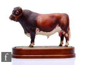 A Royal Worcester model of a Dairy Shorthorn Bull, modelled by Doris Lindner, circa 1965, printed