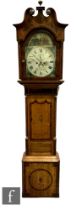 A mid 19th Century oak and mahogany crossbanded longcase clock, by Jas Dowling Birmingham, the