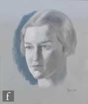 JACOB KRAMER (1892-1962) - Portrait study of a young woman, pastel drawing on grey paper, signed,