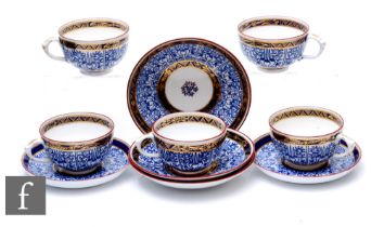 A collection of 19th Century Royal Worcester 'Royal Lily' pattern teacups and saucers, circa 1875,